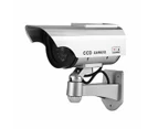 Solar Power Dummy Security Camera Fake LED Blink Light Outdoor Surveillance CCTV Silver