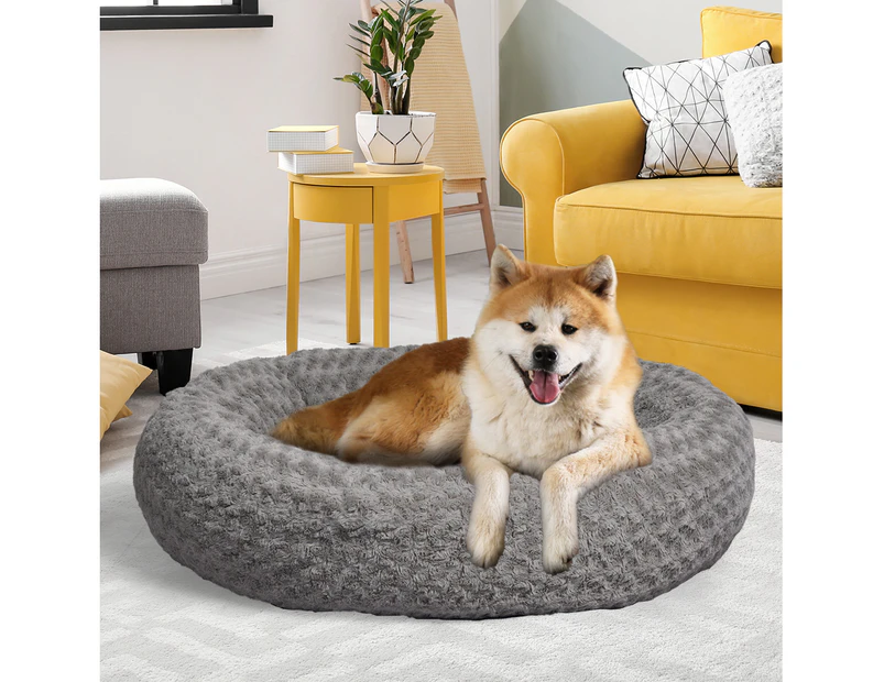 PaWz Calming Dog Bed Warm Soft Plush Sofa Pet Cat Cave Washable Portable Grey XL