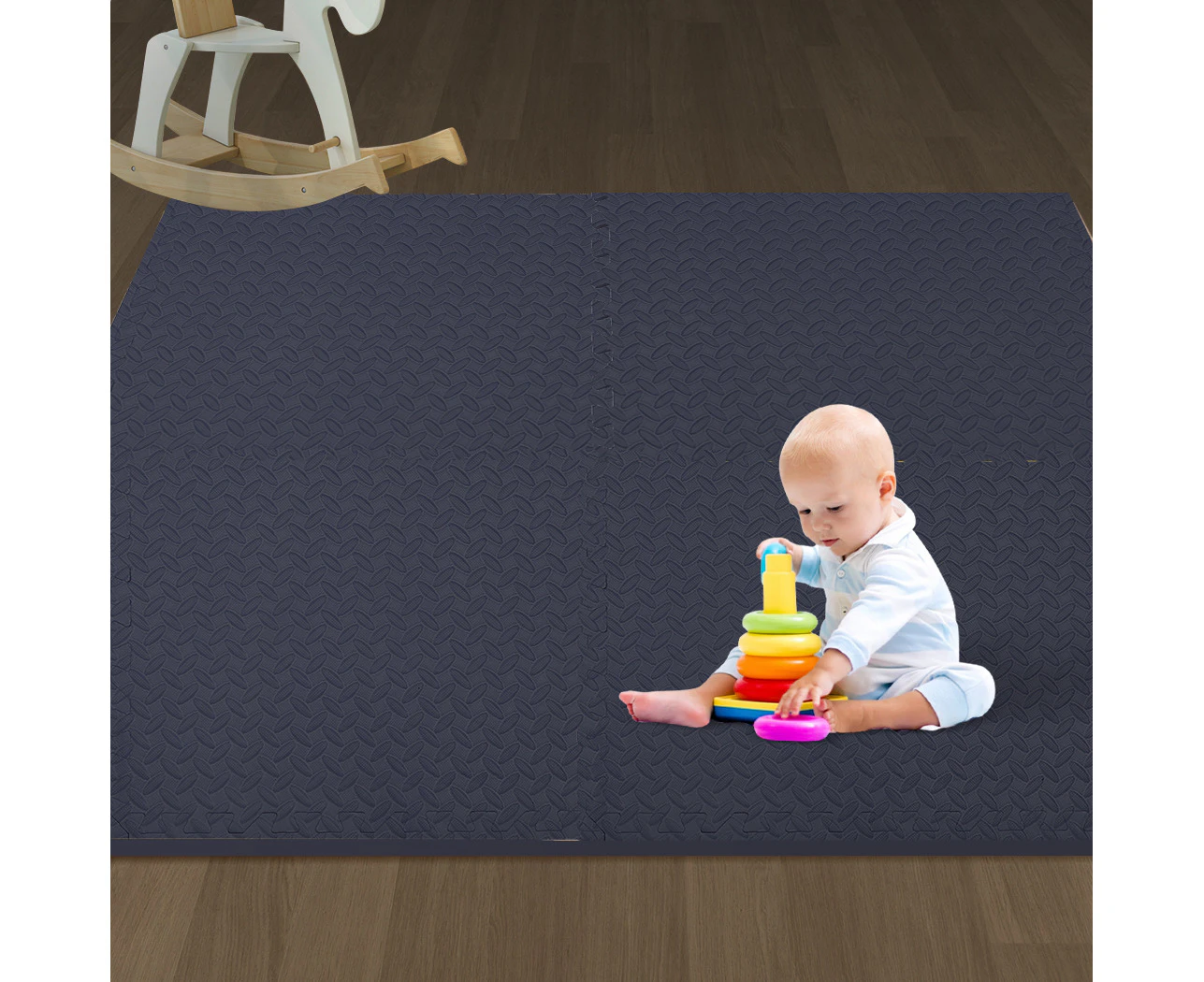 Bopeep EVA Foam Kids Play Mat Floor Kid Crawling Interlocking Home Navy 60x60