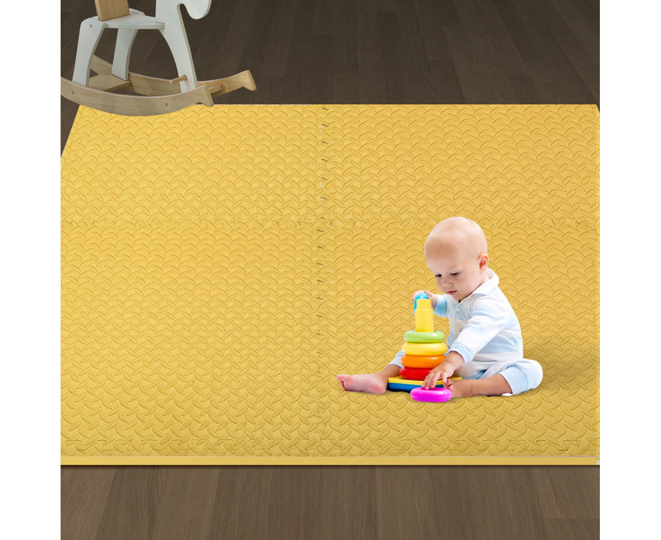 Bopeep EVA Foam Kids Play Mat Floor Kid Crawling Interlocking Home Yellow 60x60