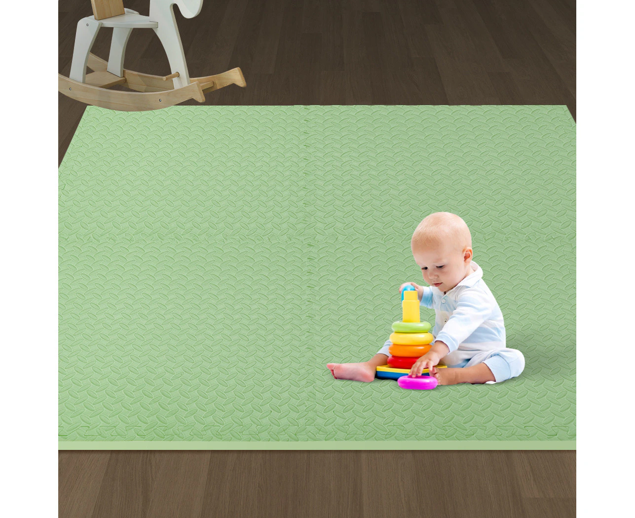 Bopeep EVA Foam Kids Play Mat Floor Kid Crawling Interlocking Home Green 60x60