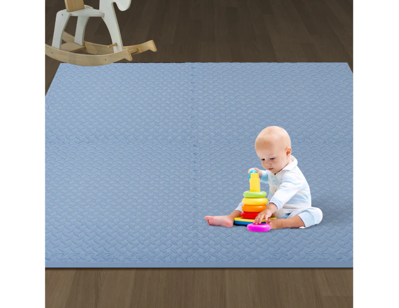 Bopeep EVA Foam Kids Play Mat Floor Kid Crawling Interlocking Home Beige - Blue