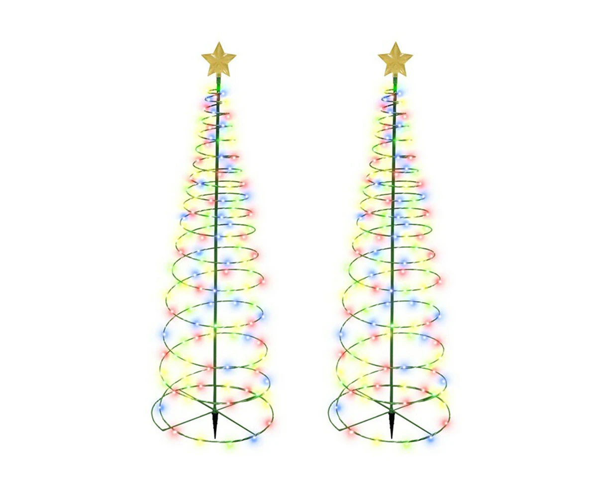 2pcs Solar Powered LED Christmas Tree Stake Light Outdoor Yard Garden Pathway Lights