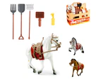 Horse Stable Play Set W/ Accessories Kids Playset Farm Life Animal Horses Model
