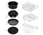 129 PCS 8" 8 inch Air Fryer Frying Cage Dish Baking Pan Rack Pizza Tray Pot Accessories