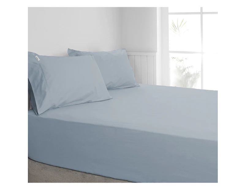 Algodon Queen Bed Combo Fitted Sheet Set w/Pillowcases 300TC Cotton Faded Denim