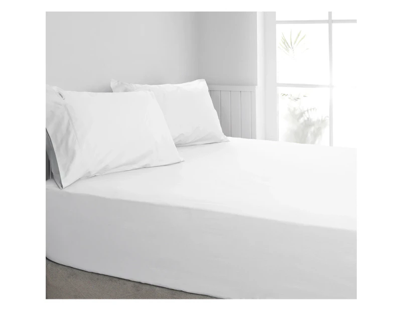 Algodon Double Bed Combo Fitted Sheet Set w/Pillowcases 300TC Cotton White