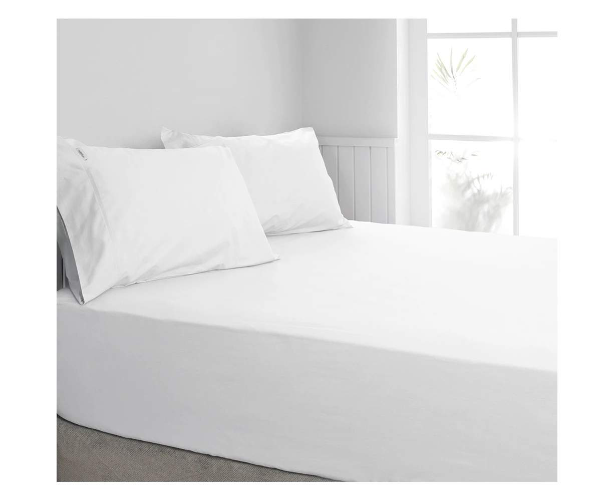 Algodon King Bed Combo Fitted Sheet Set w/Pillowcases 300TC Cotton White