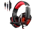 Gaming Headset for PS5 PS4 PC Xbox One, Surround Sound Over Ear Headphones with Mic, LED Light for Mac Laptop Switch Playstation Xbox Series X/S -Blue