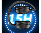 Active Noise Cancelling Headphones, Over Ear Wireless Headphones, CVC 8.0 Microphone Deep Bass Headset, 15 Hours Playtime