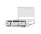 Celosia 4pc King Bed Frame Bedroom Suite Timber Bedside Tallboy Package - White