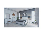 Celosia 5pc King Bed Frame Bedroom Suite Bedside Dresser Mirror Package - White