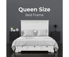 Celosia Queen Size Bed Frame Timber Mattress Base With Storage Drawers - White