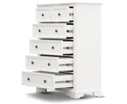 Celosia 4pc King Bed Frame Bedroom Suite Timber Bedside Tallboy Package - White