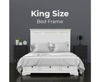 Celosia King Size Bed Frame Timber Mattress Base With Storage Drawers - White