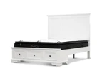 Celosia King Size Bed Frame Timber Mattress Base With Storage Drawers - White