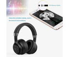 Active Noise Cancelling Bluetooth Headphones Over Ear with Microphone Hi-Fi Deep Bass Comfortable Protein Earpads Wireless Headphones - Black