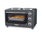 TODO 23L Benchtop Electric Oven Two Hot Plates Twin Hotplate 10A Amp