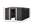 Giantz Garden Shed 2.58x3.14M w/Metal Base Sheds Outdoor Storage Workshop Shelter Sliding Door