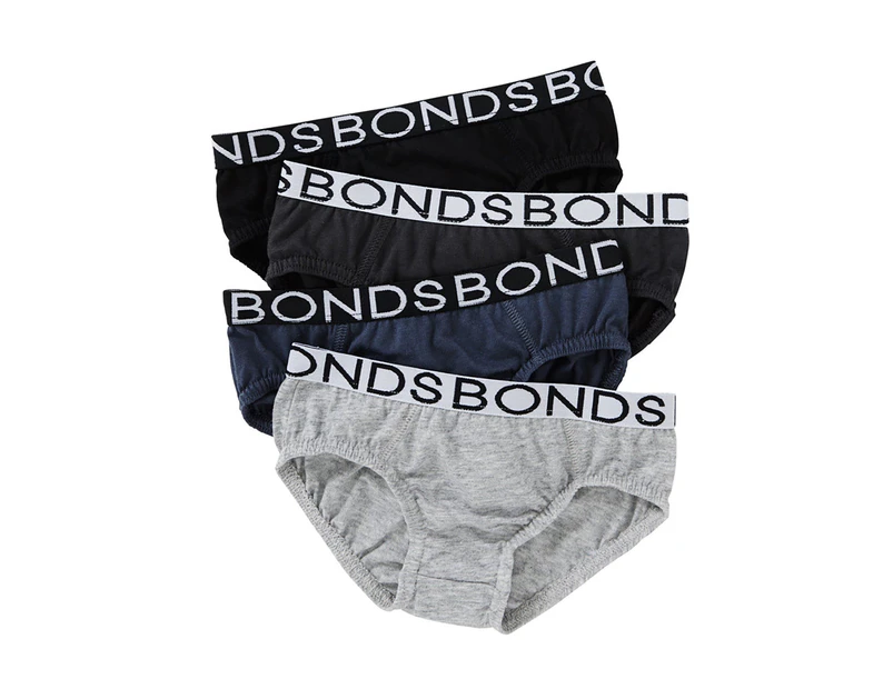 4 Pack Bonds Boys Male Kids Plain Undies Underwear Brief Jock UZW14A