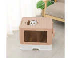 Pawz Foldable Cat Litter Box Tray Enclosed Kitty Toilet Hood Hair Grooming Pink