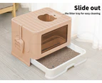 Pawz Foldable Cat Litter Box Tray Enclosed Kitty Toilet Hood Hair Grooming Pink