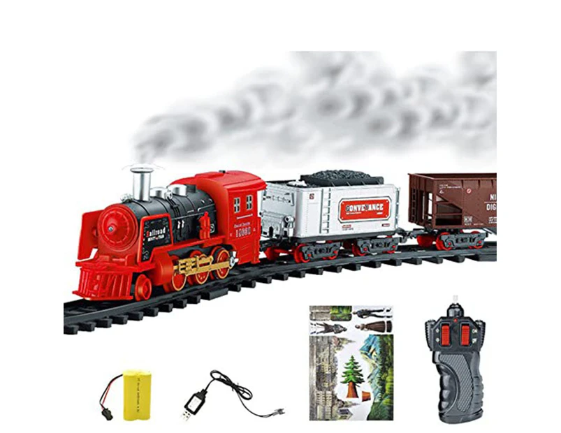 Electric Smoke remote control rail train simulation model rechargeable steam train children's toy set