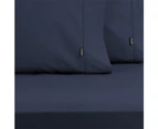 Ardor Single Bed Combo Fitted Sheet Bedding Set 1000TC Cotton Rich Midnight Navy
