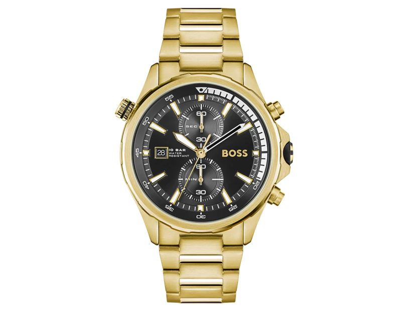 Hugo Boss Gold Steel Black Dial Men's Chrono Watch - 1513932