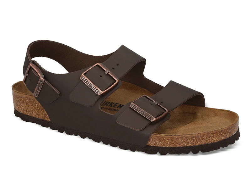 Birkenstock Unisex Milano Regular Fit Sandals - Dark Brown Leather