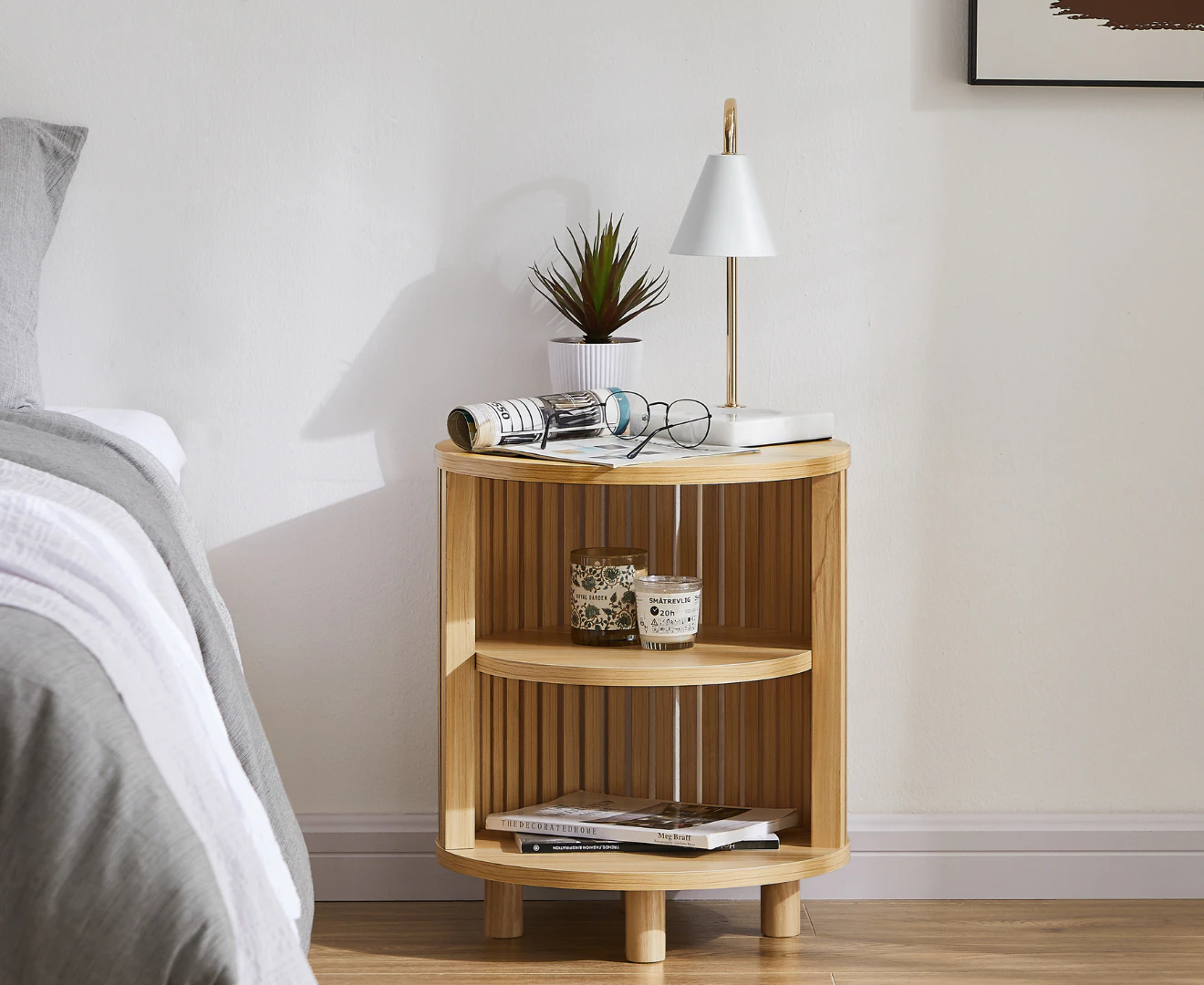 Henley Round Wooden Bedside Table