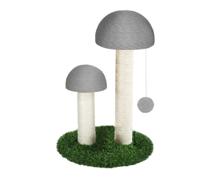 Miserwe Cat Scratching Post Mushroom Durable Sisal Board with Dangling Ball-Gray