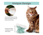 Miserwe Raised Ceramic Cat Food Q Bowl Dish Tilt Angle Protect Cats Spine-Blue