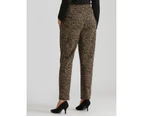 Millers Tapered Leg Joggers With Tie Front Pants - Womens - Animal Blk & Beige