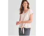 W.Lane Lace Tie Front Top - Womens - Soft Pink