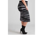 Beme Midi Length Zebra True Knitwear Skirt - Womens - Plus Size Curvy - Zebra