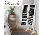 Levede Mirror Jewellery Cabinet Makeup Storage Jewelry Organiser Box Standing - White