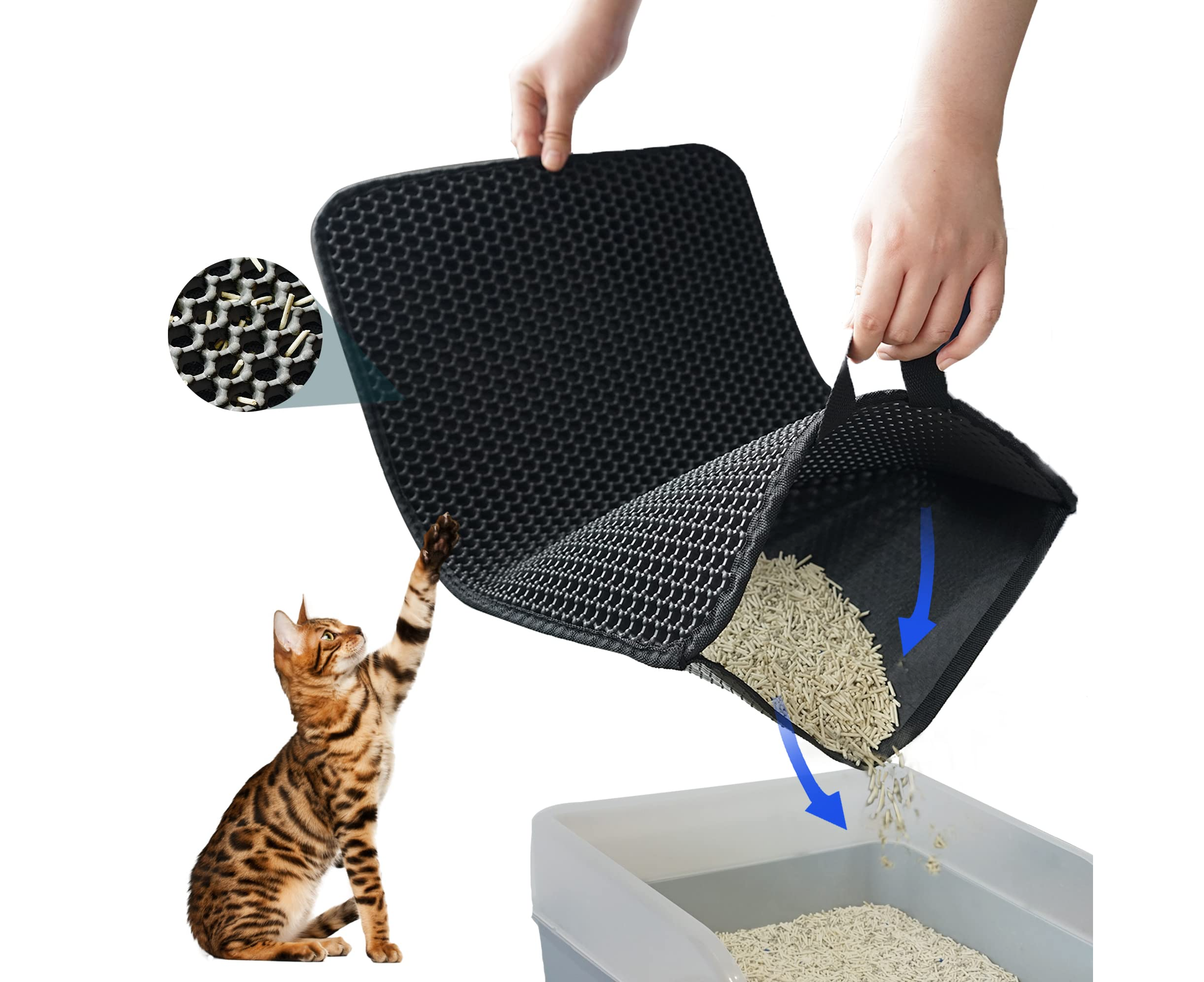 Double-Layer Cat Litter Mat Trapper Foldable Pad Pet Rug EVA Foam