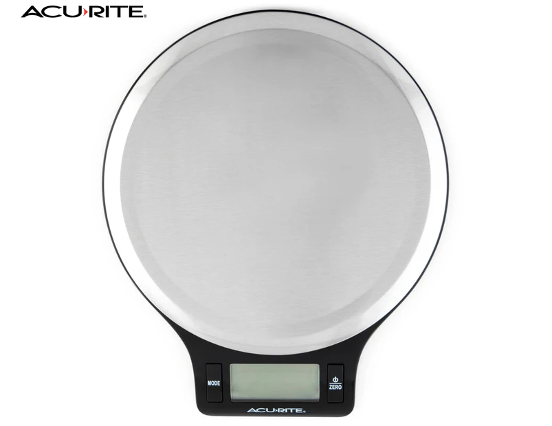 Acurite Round Stainless Steel Digital Kitchen Scales w/ 5kg Capacity - Stainless Steel/Black