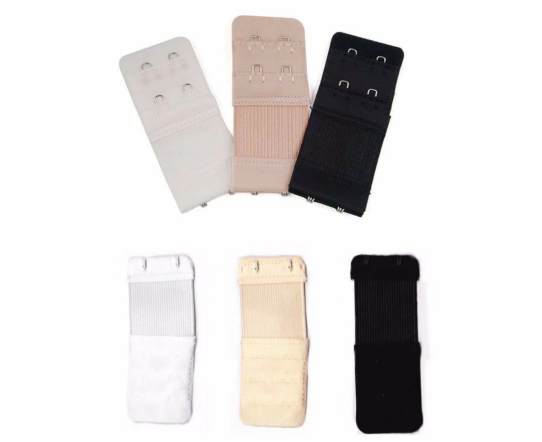 Women 10Pcs Bulk Mix Set X Elastic Bra Extender Extension Black White Nude Extenders - 4 White, 4 Black, 2 Nude