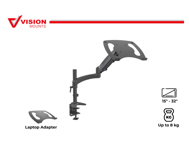Monitor Stand Arm Single Mount with Laptop Tray Adapter Holder Bracket Desk Desktop