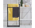 Free Standing Towel Rack, 2 Tier Stainles Steel Floor Towel Bar Holder, Pool Towel Drying Rack for Outdoor, Bathroom, Blanket Rack, Black,
