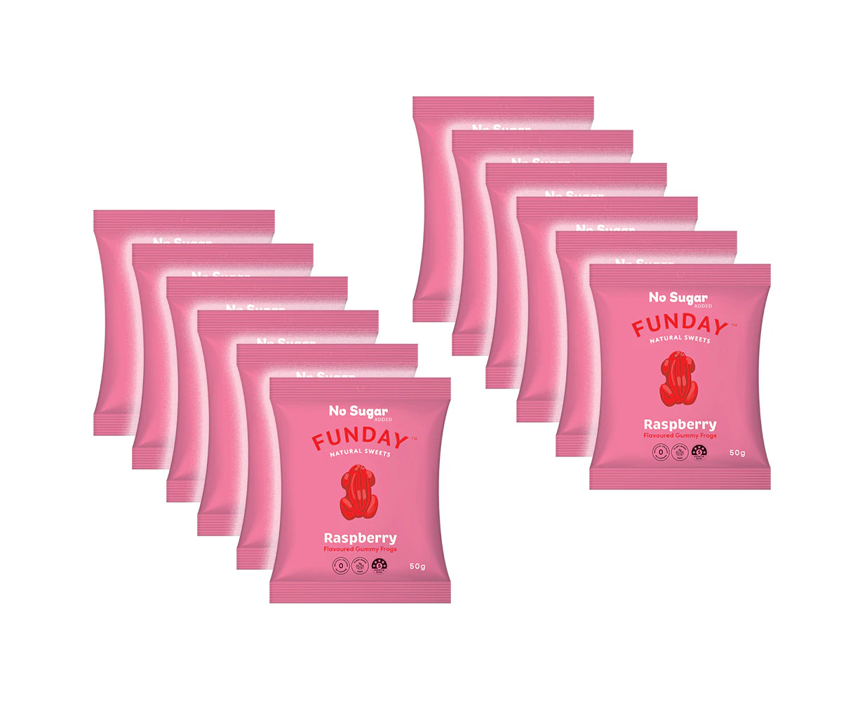 12pk Funday Raspberry Flavoured Gummy Lolly/Candy Soft Chews Snack Frogs 600g