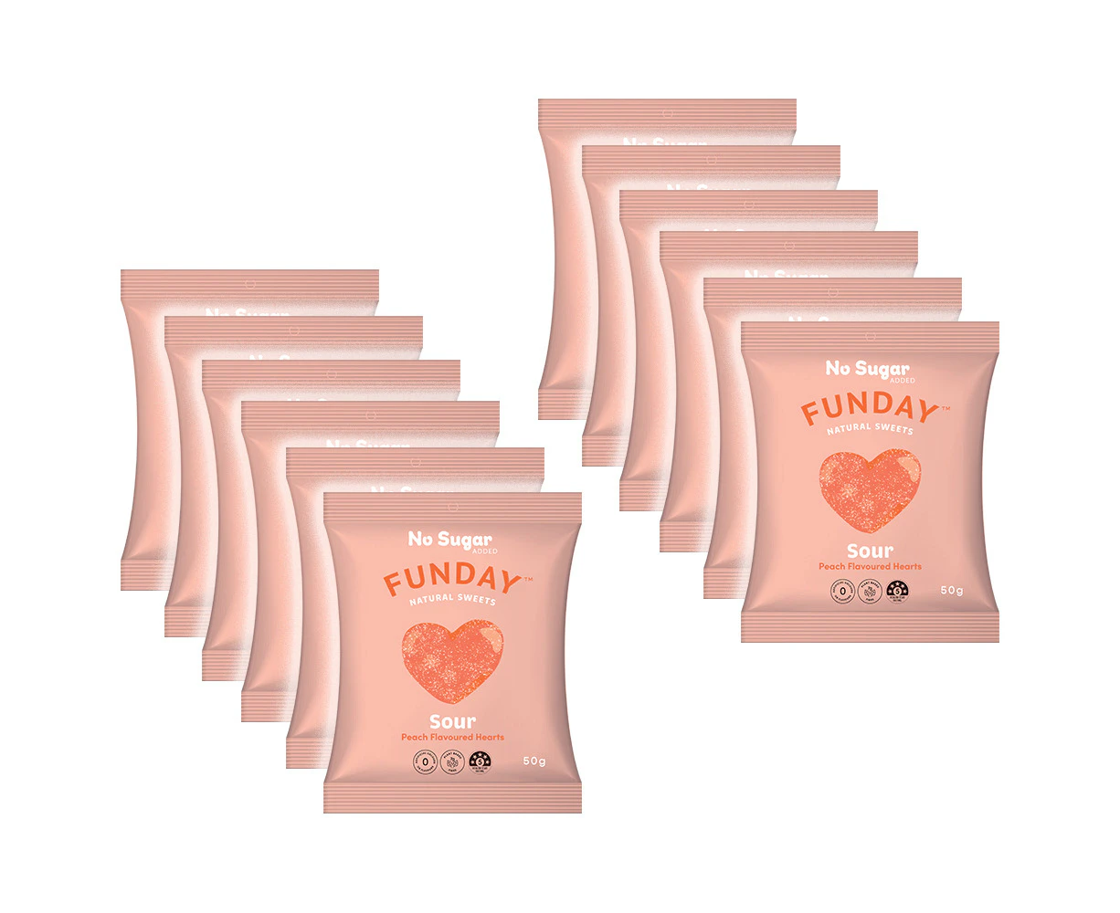 12pk Funday Sour Peach Juicy Flavoured Gummy Lolly/Candy Soft Chews Snack 600g