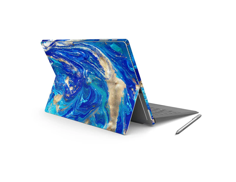 Blue Gold Marble Skin Sticker Decal to fit Back and Sides of Surface Pro 7 Australian Made Wrap