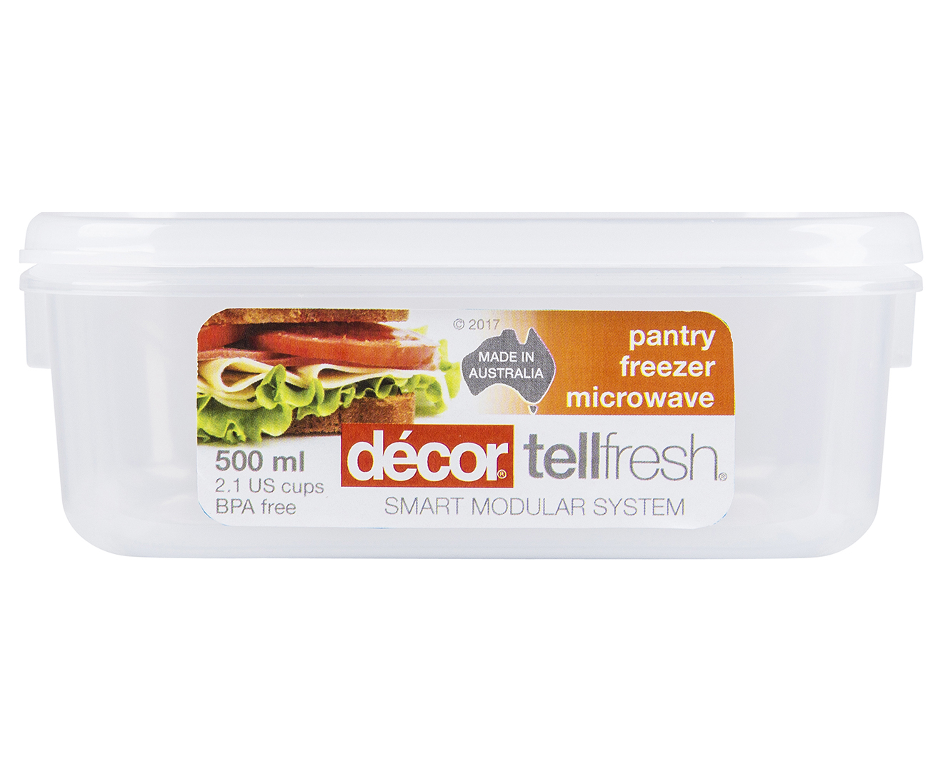 Tellfresh Square Food Storage - 5-1/2 Squared x 2-1/8 Height - 500 Milliliters - Each