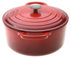 Gourmet Kitchen 28cm Cast Iron Casserole Pot - Black Cherry Red
