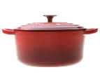 Gourmet Kitchen 28cm Cast Iron Casserole Pot - Black Cherry Red