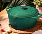 Gourmet Kitchen 28cm Cast Iron Casserole Pot - Eden Green