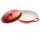 Gourmet Kitchen Cast Iron Shallow Casserole 30cm Black Cherry Red